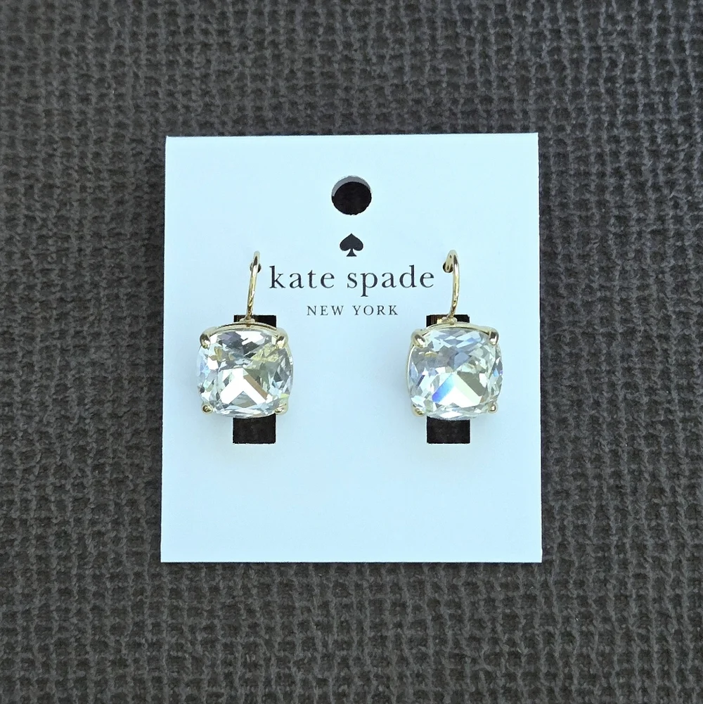 Kate Spade♠️ Clear Faceted Crystal💎 Cushion Earrings - Picture 7 of 16